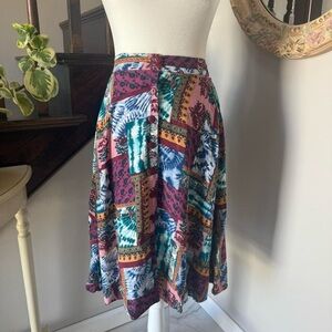 Colorful Patchwork Midi Skirt